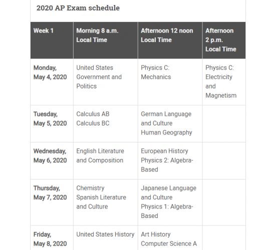 AP Exam Dates West Campus High School