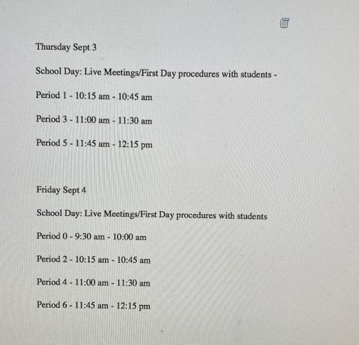 Schedule for Days 1 & 2